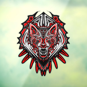 Autocollant Pour Fenêtre Conception de totem tribal Haida Loup