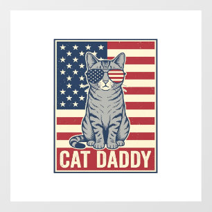 Autocollant Pour Fenêtre Conception de vecteur de chat patriotique Cat Dadd