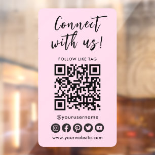 Autocollant Pour Fenêtre Connectez-vous aux médias sociaux américains Code 