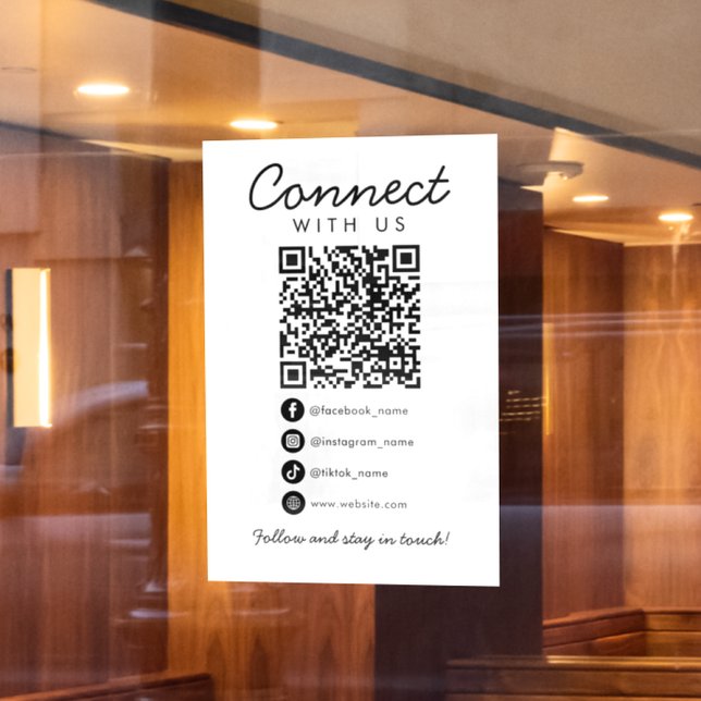Autocollant Pour Fenêtre Connectez-vous aux médias sociaux américains QR Co (Créateur téléchargé)