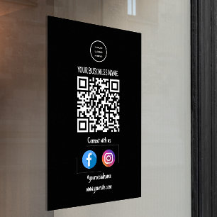 Autocollant Pour Fenêtre Connectez-vous avec nous Black Business Logo