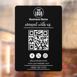 Autocollant Pour Fenêtre Connectez-vous avec nous   Code QR Média Sociaux B