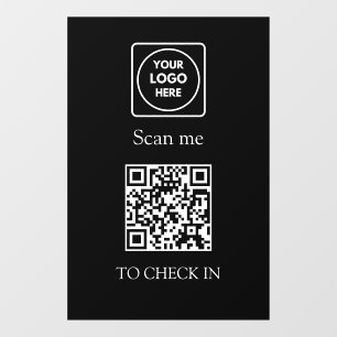 Autocollant Pour Fenêtre Contrôle d'arrivée personnalisé QR noir Affichag