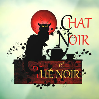 Autocollant Pour Fenêtre Conversation Noir et Thé Noir, Thé Noir Chat
