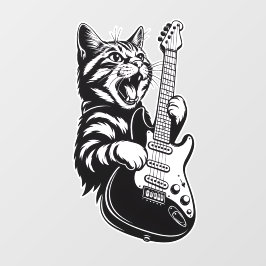 Autocollant Pour Fenêtre Cool Music Love | Rock Cat Playing Electric Guitar