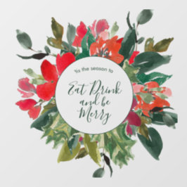 Autocollant Pour Fenêtre Couronne de Noël florale verte