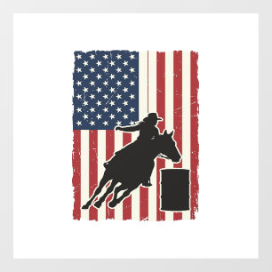 Autocollant Pour Fenêtre Course de tonneaux Drapeau américain Conception ve
