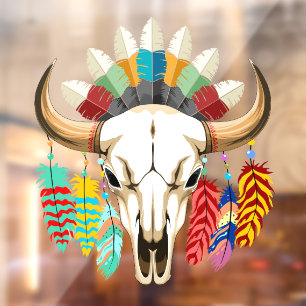 Autocollant Pour Fenêtre Crâne de Buffalo Emblème Amérindien