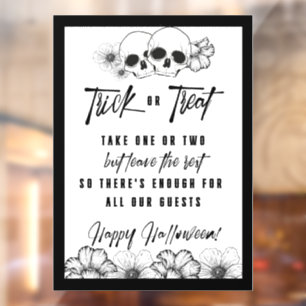 Autocollant Pour Fenêtre Crânes fleurs Halloween tour ou réglez