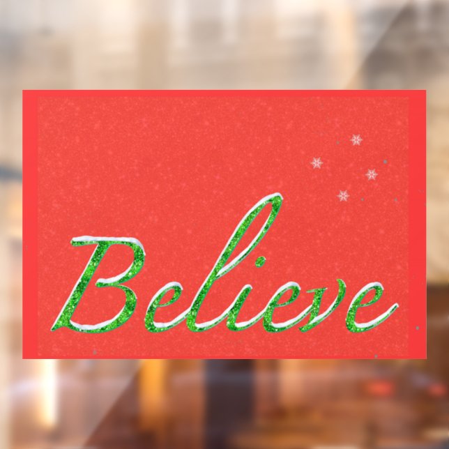 Autocollant Pour Fenêtre Croyez Snowy Green Script Police (Feuille 2)
