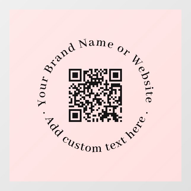 Autocollant Pour Fenêtre Custom Blush Pink QR | Modern Business Display (Feuille)