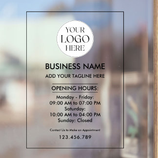 Autocollant Pour Fenêtre Custom Business Logo Opening Hour Professional