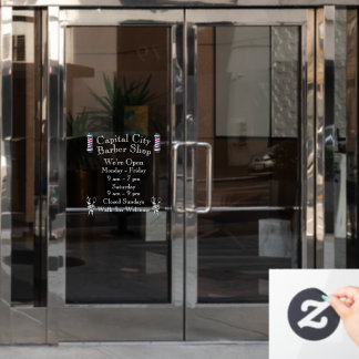 Autocollant Pour Fenêtre Customize Barber Shop Weekly Open Hours