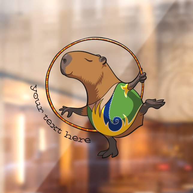 Autocollant Pour Fenêtre Cute Capybara Rhythmic Gymnastics Hoop Cartoon (Feuille 2)