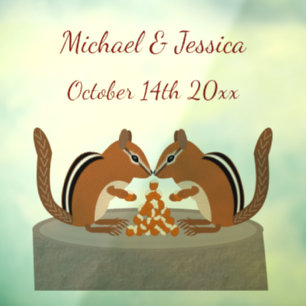 Autocollant Pour Fenêtre Cute Chipmunks Mariage de automne personnalisé