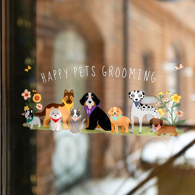 Autocollant Pour Fenêtre Cute Happy Animal Famille Animaux de compagnie, Gr (Créateur téléchargé)