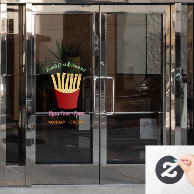 Autocollant Pour Fenêtre Cute kawaii frites fast food dessin animé (Porte de bureau)