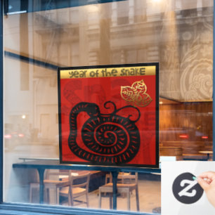 Autocollant Pour Fenêtre Cute serpent chinois Nouvel An Zodiac Anniversaire
