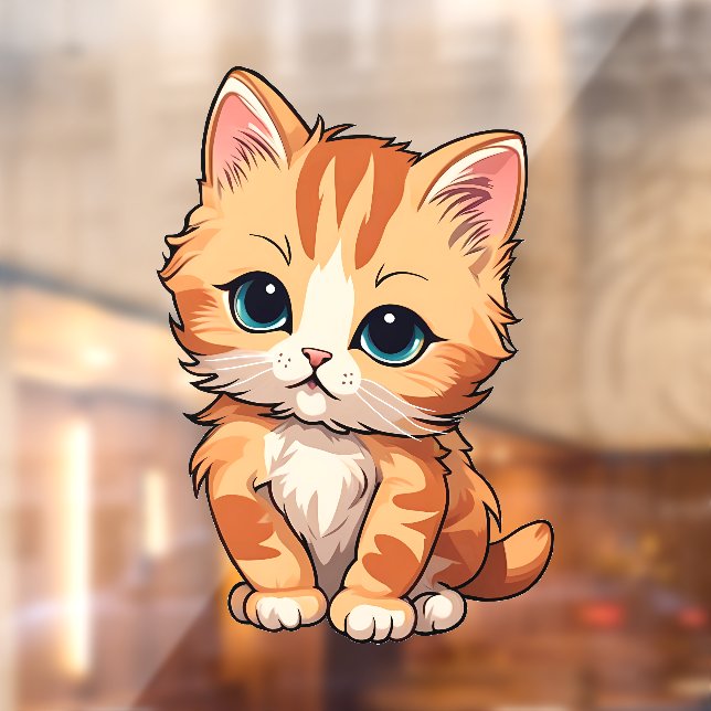 Autocollant Pour Fenêtre Cute tabby Chat (Feuille 2)