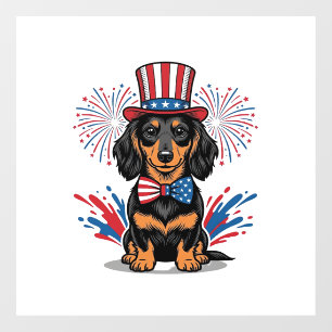 Autocollant Pour Fenêtre Dachshund patriotique feux d'artifice art vectorie
