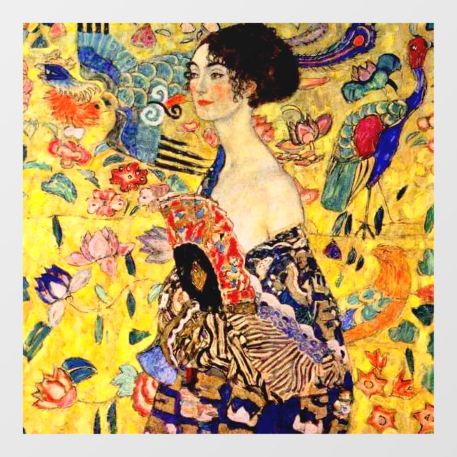Autocollant Pour Fenêtre Dame Gustav Klimt avec ventilateur (Feuille)