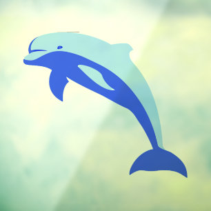 Autocollant Pour Fenêtre Dauphin bleu vif Dauphin Océan Carton