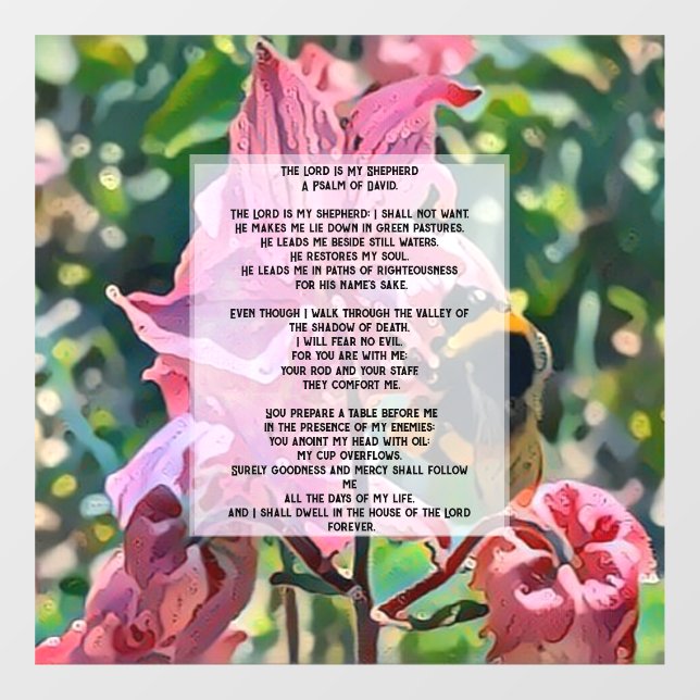 Autocollant Pour Fenêtre David Psalm 23 biblical quote (Feuille)