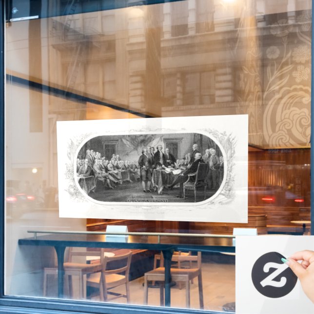 Autocollant Pour Fenêtre Déclaration d'indépendance : Projet de loi de 2 $, (Fenêtre de café)