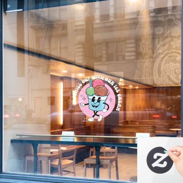 Autocollant Pour Fenêtre Détendez-vous avec notre glace (Fenêtre de café)