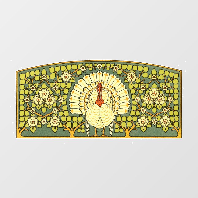 Autocollant Pour Fenêtre dinde Art nouveau (Feuille)