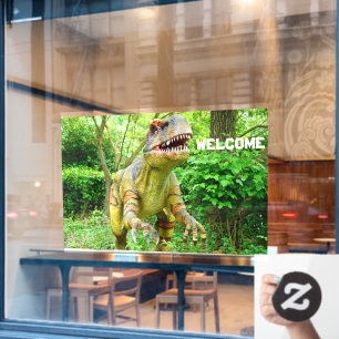 Autocollant Pour Fenêtre Dinosaure Accueillant les Visiteurs Expression Joy