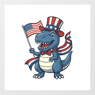 Autocollant Pour Fenêtre Dinosaure Patriotique Vintage Vector Design de T-s
