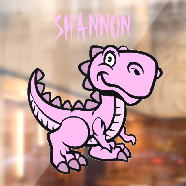 Autocollant Pour Fenêtre Dinosaure rose T Rex (Feuille 2)