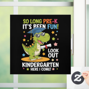 Autocollant Pour Fenêtre Diplômé de pré-maternelle Jardin d'enfants Dinosau