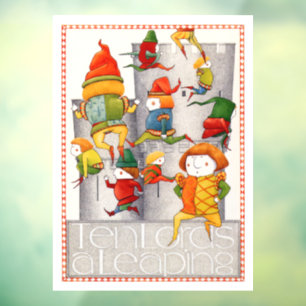Autocollant Pour Fenêtre DIX SEN LORDS A LEAPING 8x11 Cling de fenêtre