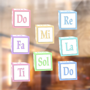 Autocollant Pour Fenêtre "Do Re Mi Fa So La Ti" Solfeggio Blocs Enfants