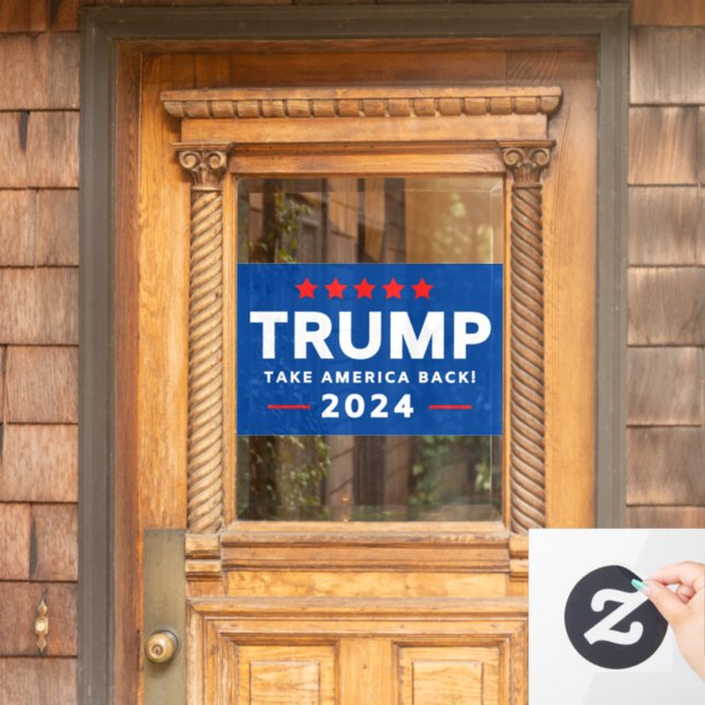 Autocollant Pour Fenêtre Donald Trump 2024 et l'Amérique (Porte d'accueil)