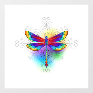 Autocollant Pour Fenêtre Dragonfly en arc-en-ciel