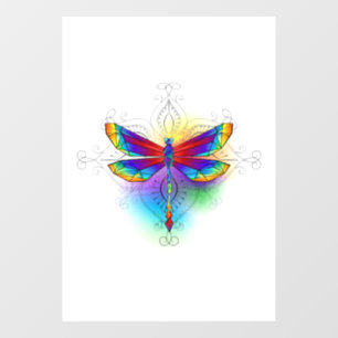 Autocollant Pour Fenêtre Dragonfly en arc-en-ciel