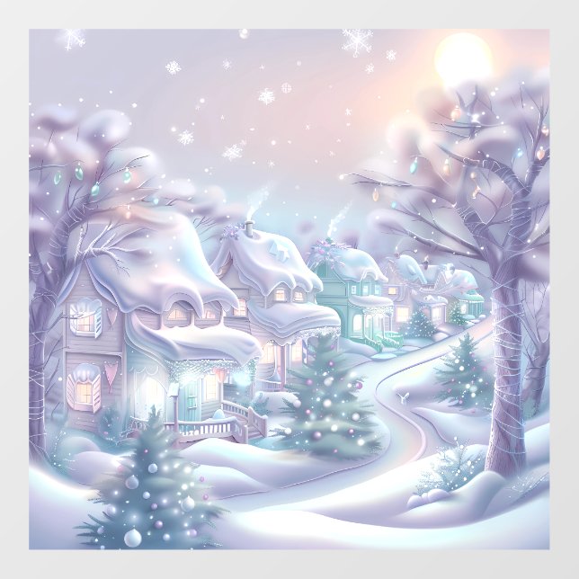 Autocollant Pour Fenêtre Dreamy Christmas Village Clin de fenêtre (Feuille)