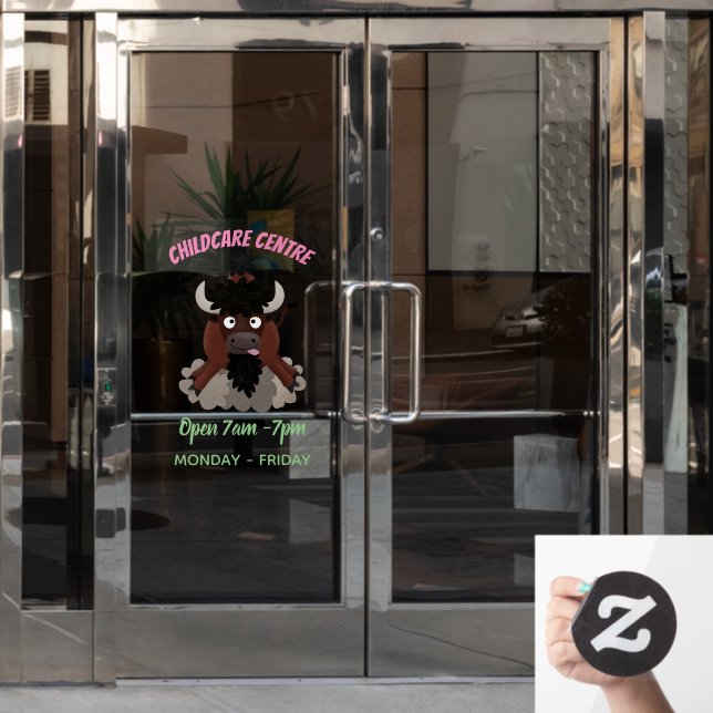 Autocollant Pour Fenêtre Drôle dessin animé de bison de buffle (Porte de bureau)