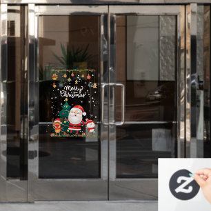 Autocollant Pour Fenêtre Drôle Père Noël, Snowman, Reindeer Joyeux Noël 