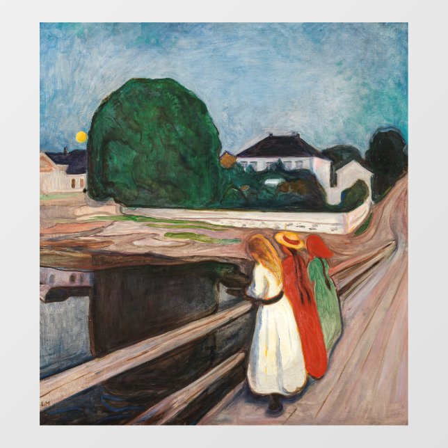 Autocollant Pour Fenêtre Edvard Munch - Les filles sur le pont (Feuille)