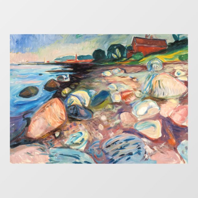Autocollant Pour Fenêtre Edvard Munch - Rive avec Maison Rouge (Feuille)
