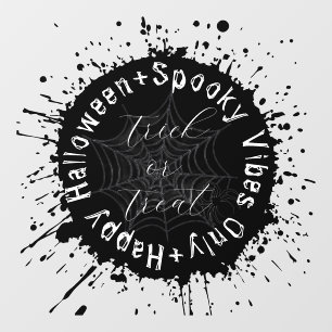 Autocollant Pour Fenêtre Éffrayant noir et blanc ou traiter Halloween