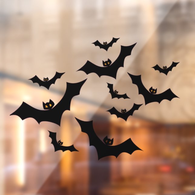 Autocollant Pour Fenêtre Éffrayante chauve-souris noire Halloween (Feuille 2)