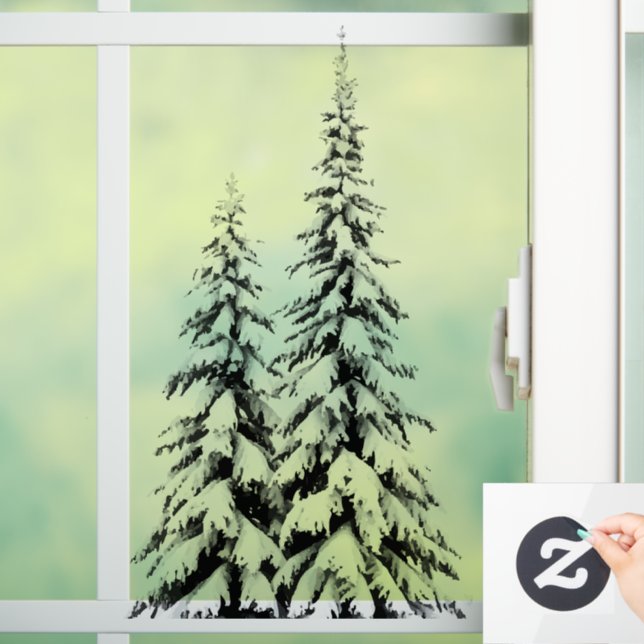 Autocollant Pour Fenêtre Élégant arbre de Noël vert (Maison)