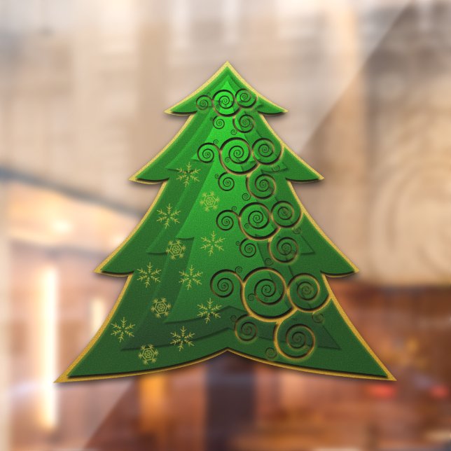 Autocollant Pour Fenêtre Élégant arbre de Noël vert Classer (Feuille 2)