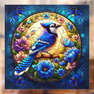 Autocollant Pour Fenêtre Élégant Bleu Jay Vitrage Vitrage Clouissage