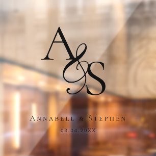 Autocollant Pour Fenêtre Élégant, Classique, Monogramme, Mariage